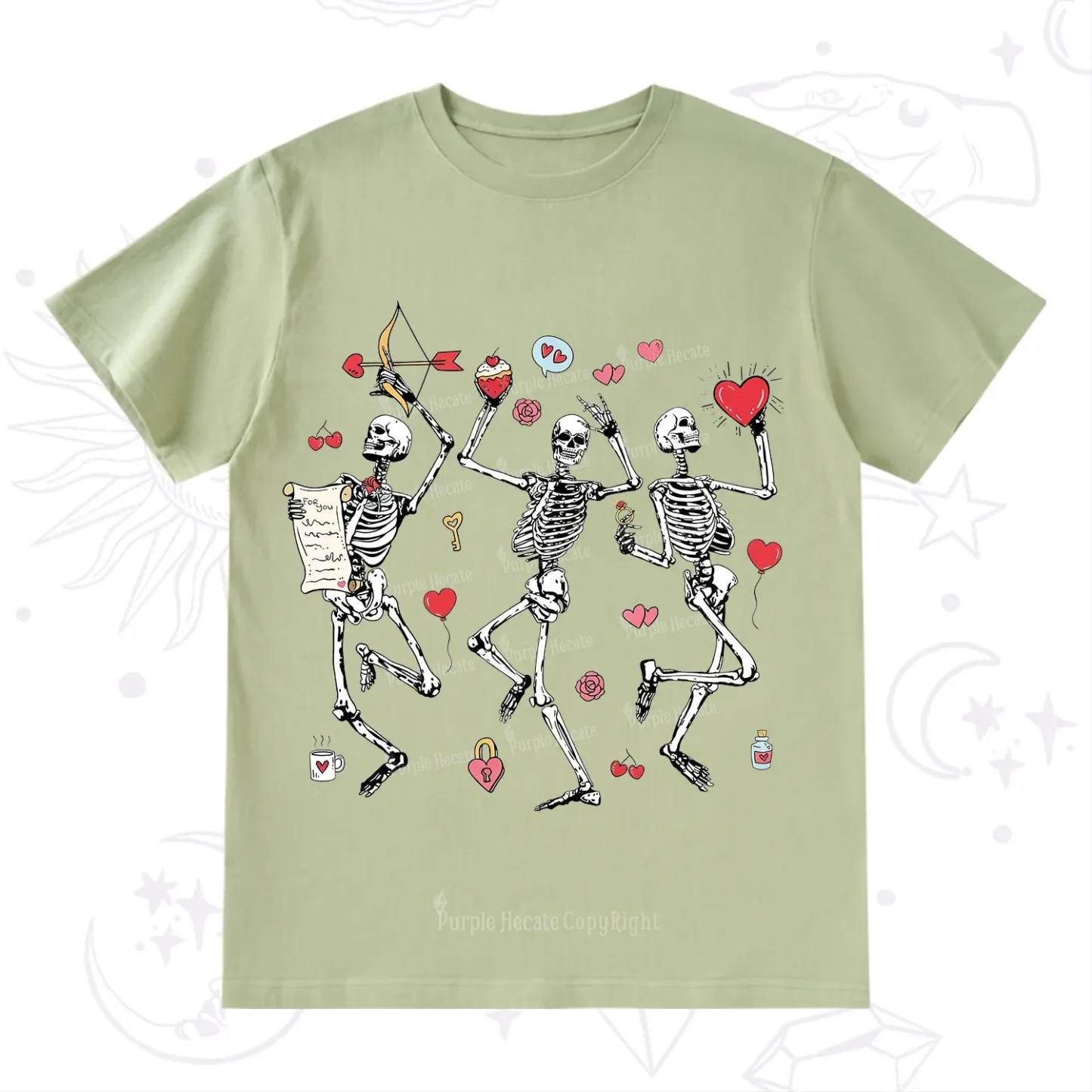 Purplehecate Skeleton Dancing Valentine T-Shirt