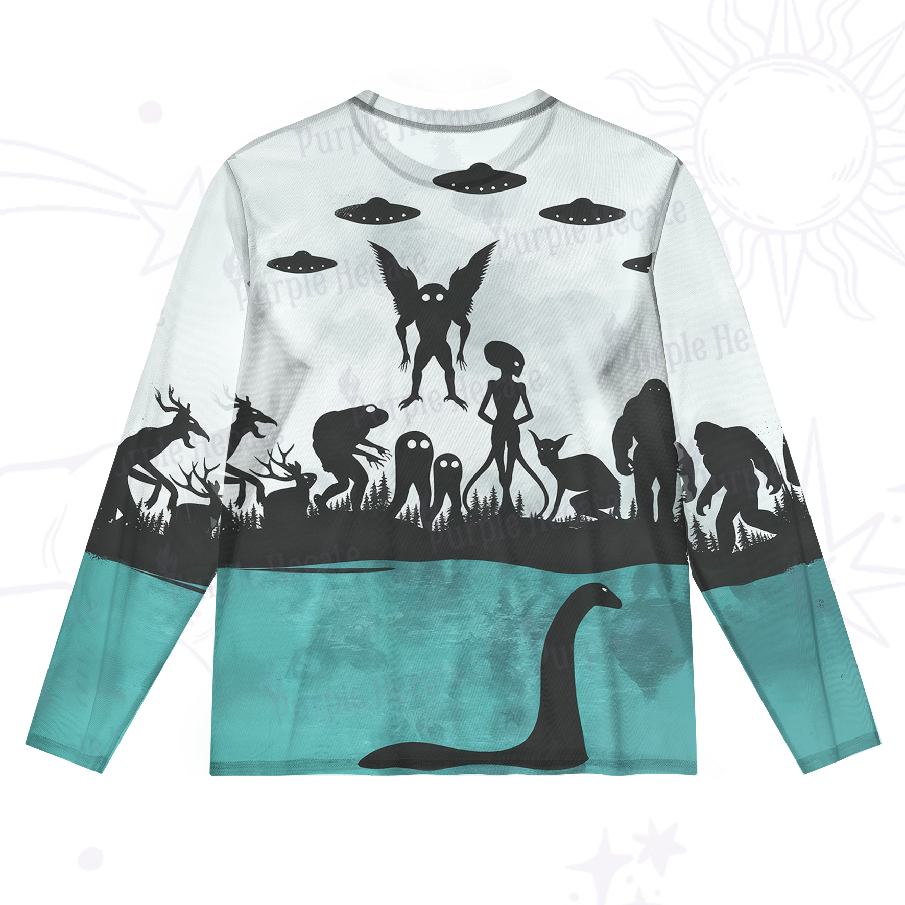 Purplehecate Alien Lake Monster Encounter Mesh Long Sleeve Top