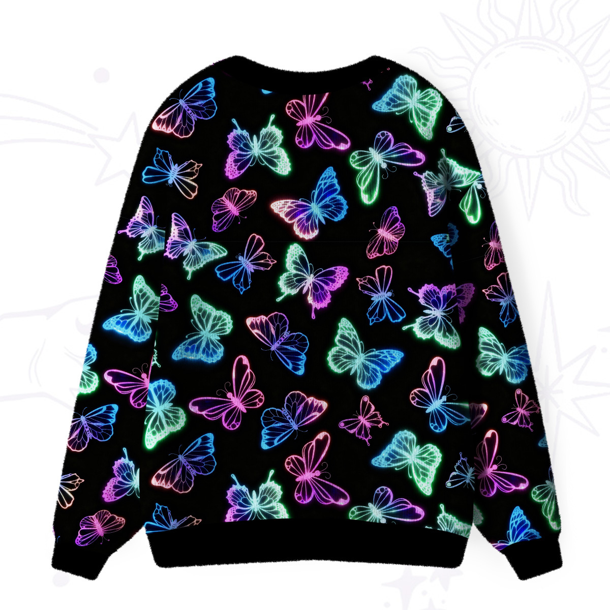 Purplehecate Neon Butterful Ugly Cardigan Sweaters