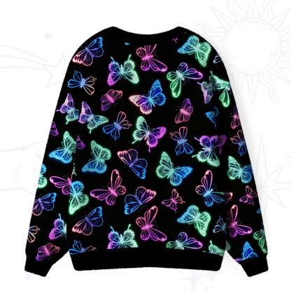 Purplehecate Neon Butterful Ugly Cardigan Sweaters