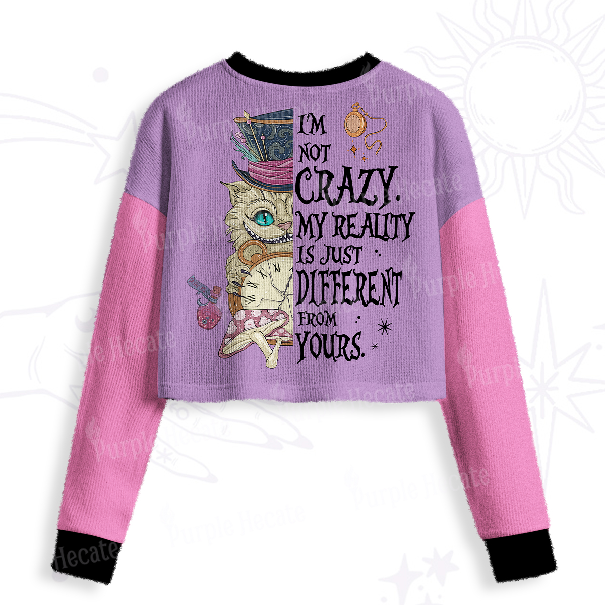 Purplehecate I'm Not Crazy My Reality Is Just Different From Crop Fuzzy Ugly Sweatshirt