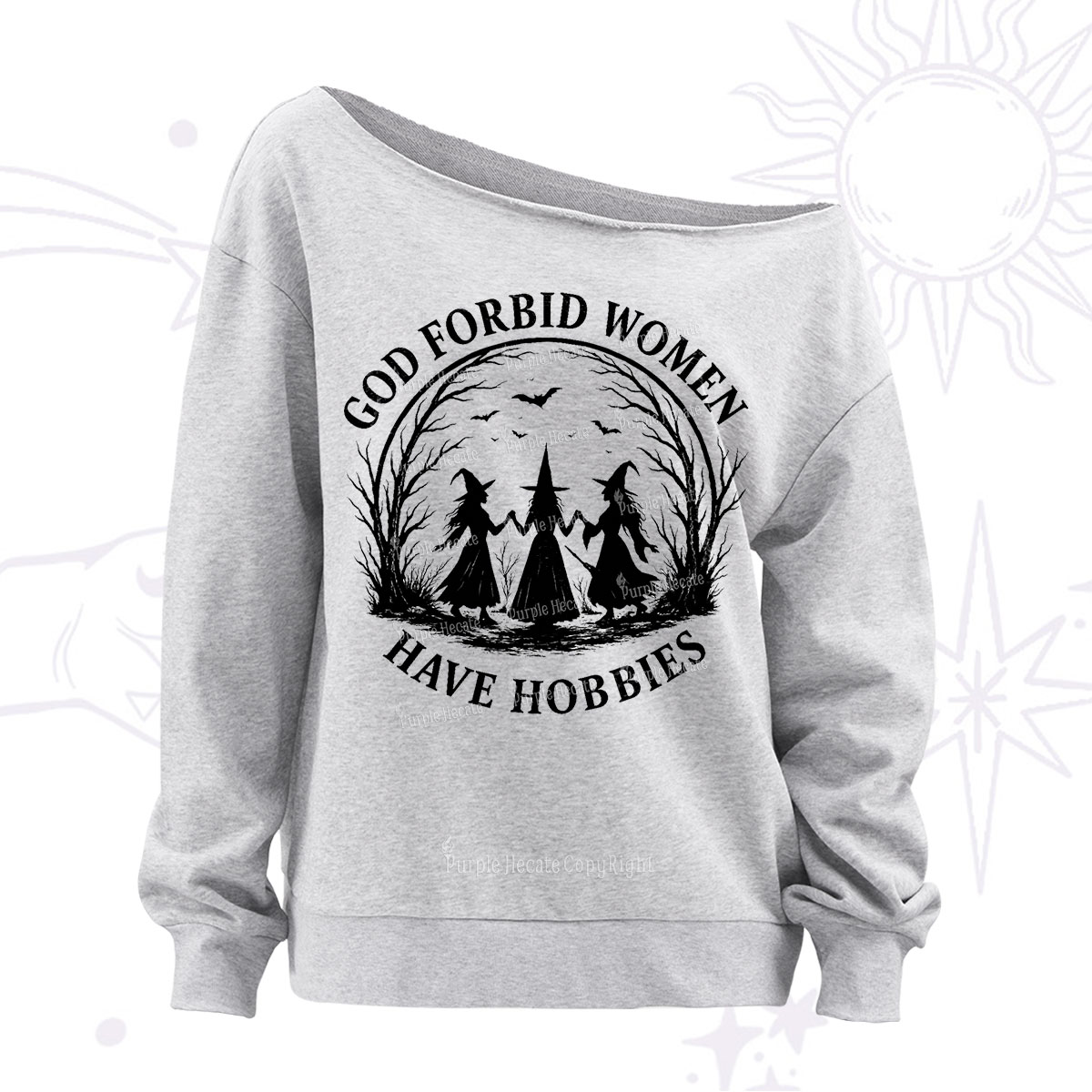 Purplehecate God Forbid Women Have Hobbies Off The Shoulder Sweatshirt
