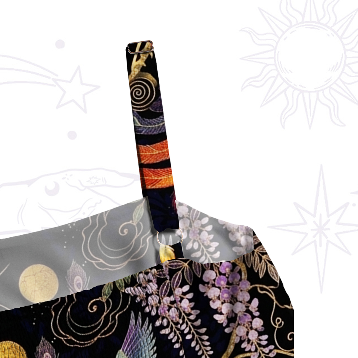 Purplehecate Mystic Moon Phoenix Wide Straps Maxi Dress