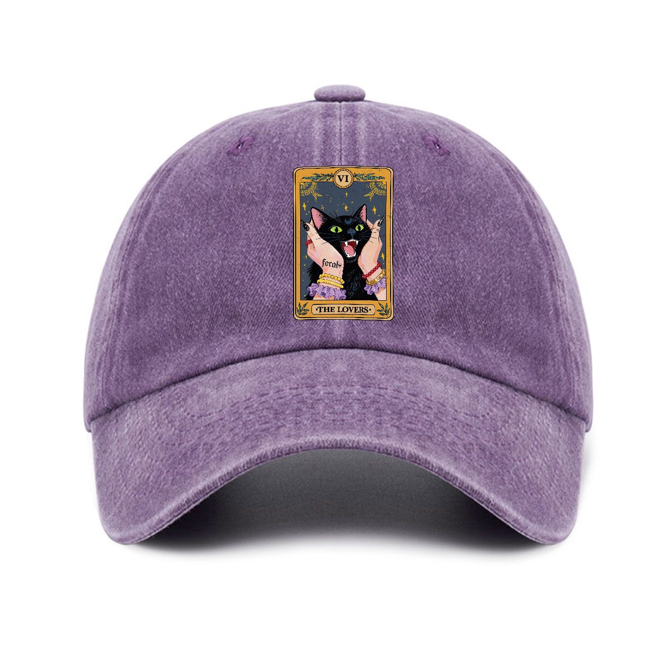 Purplehecate The Lovers Tarot Feral Cat Baseball Cap