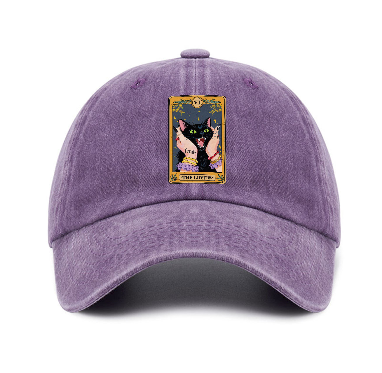 Purplehecate The Lovers Tarot Feral Cat Baseball Cap