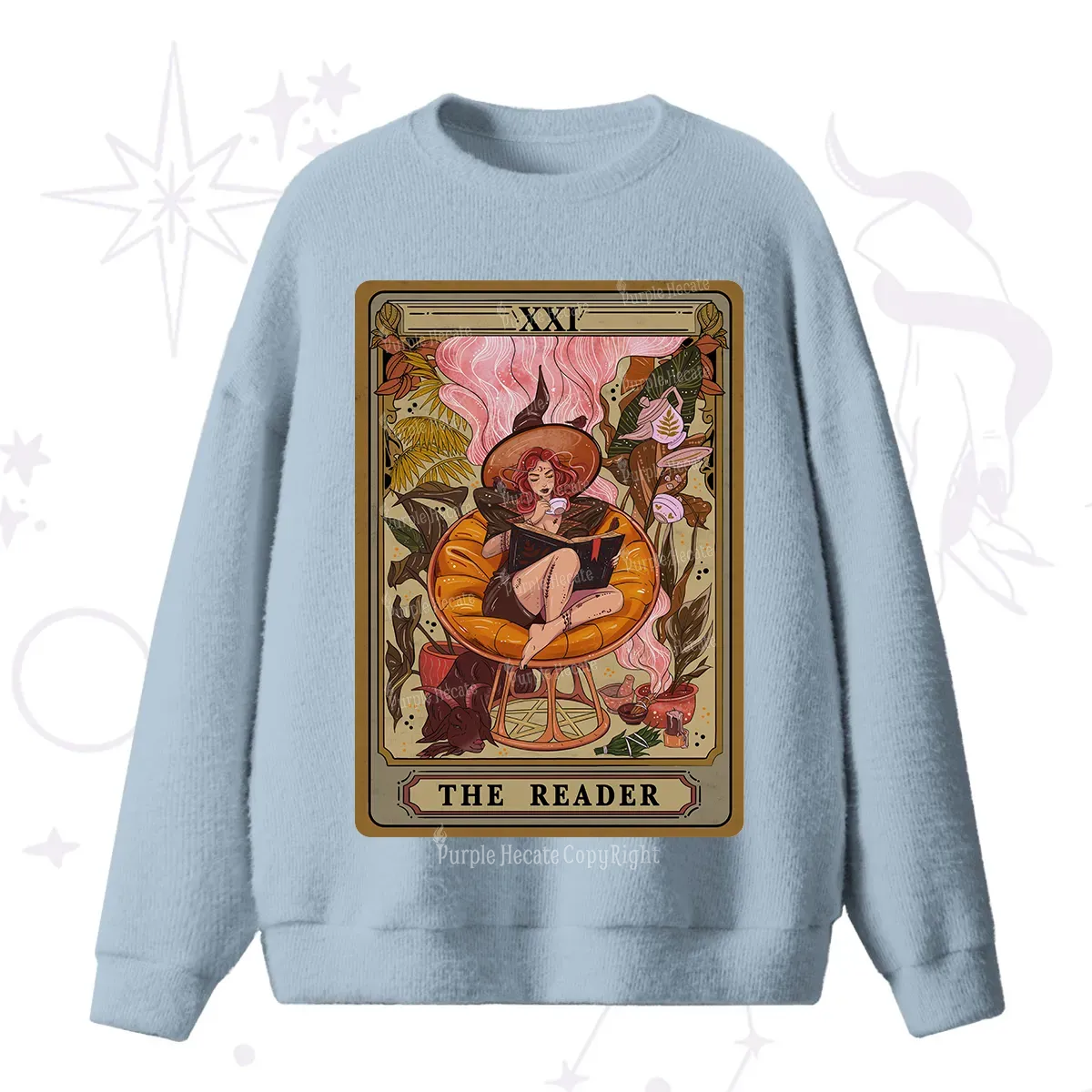 Purplehecate The Reader Tarot Card Fuzzy Ugly Sweater