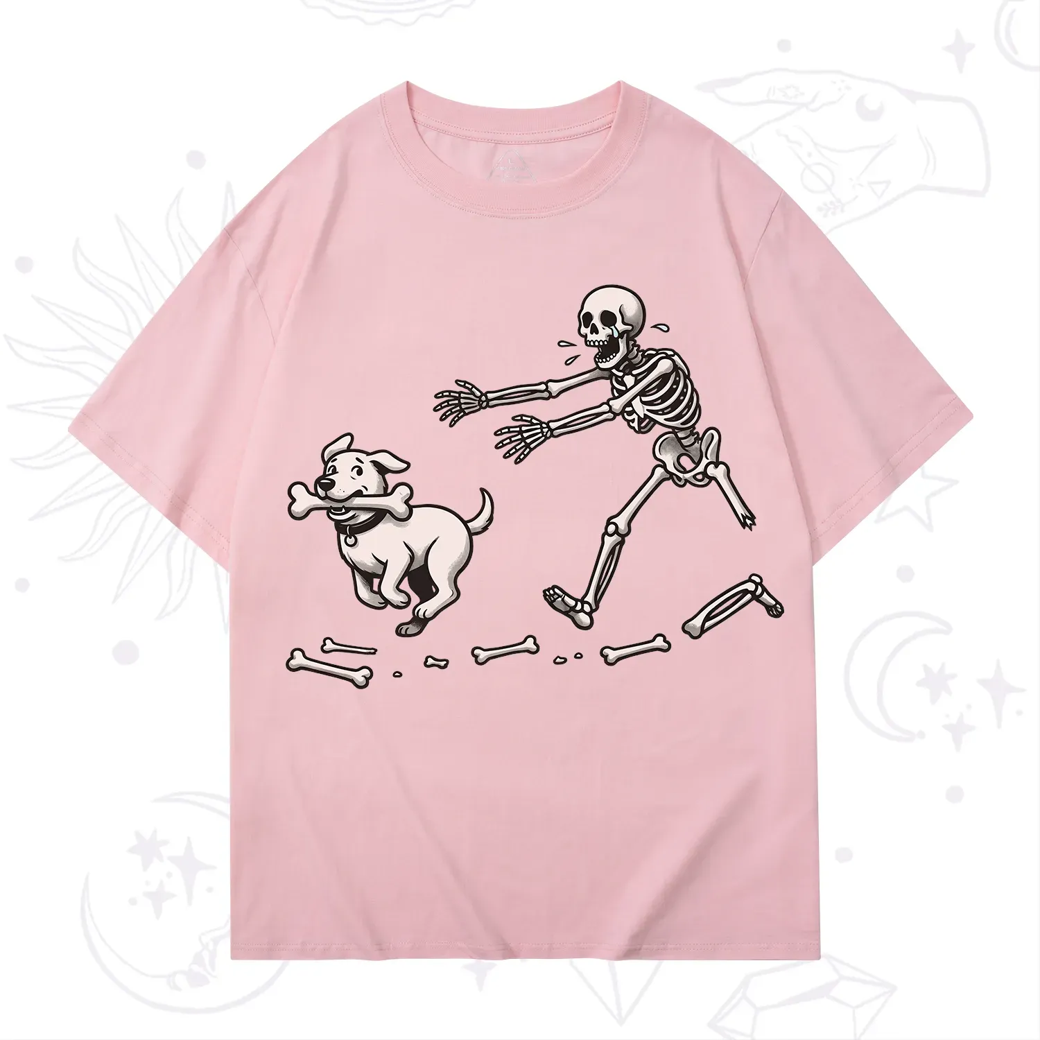 Purplehecate Halloween Skeleton Chasing Dog T-Shirt