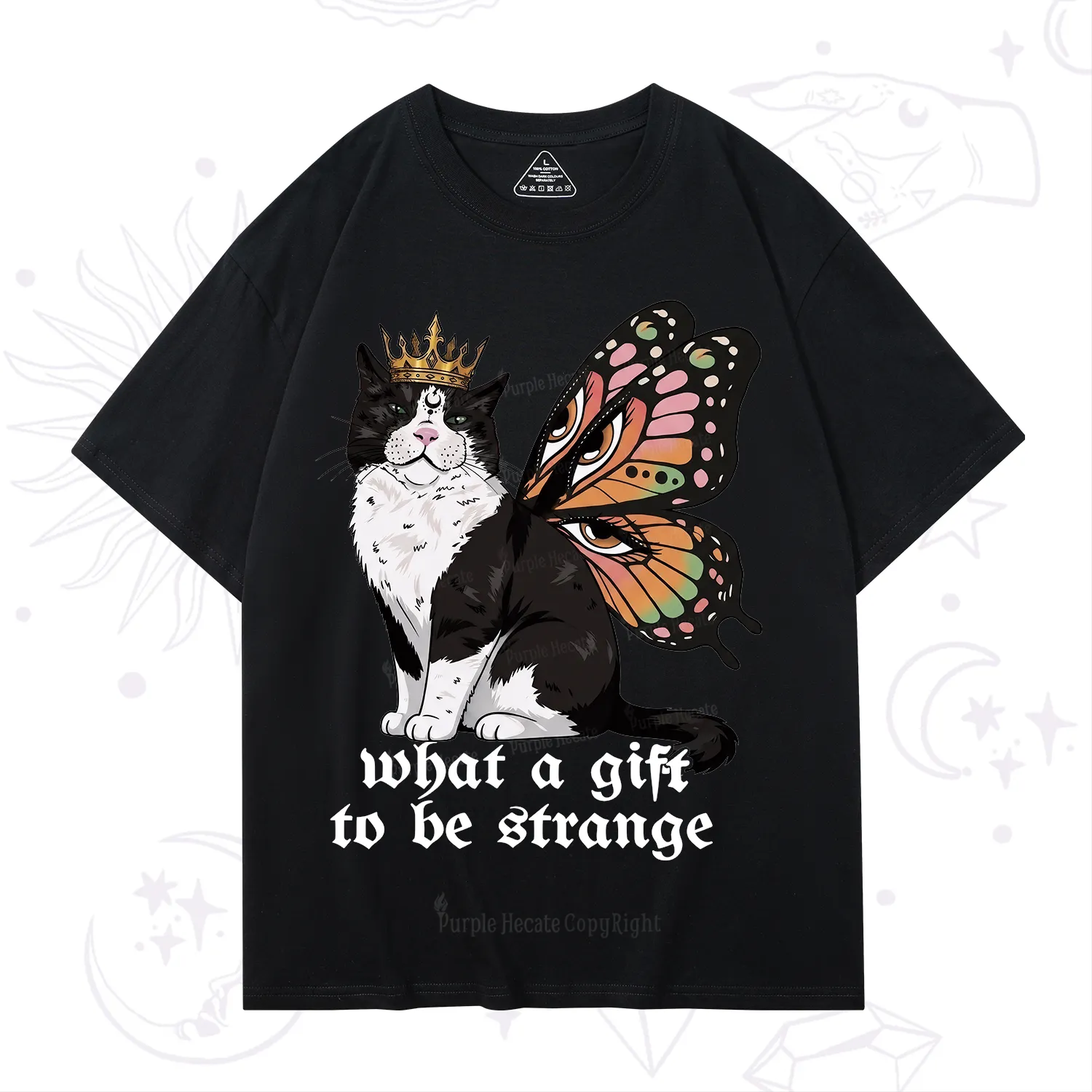 Purplehecate What a Gift to Be Strange Cat T-Shirt
