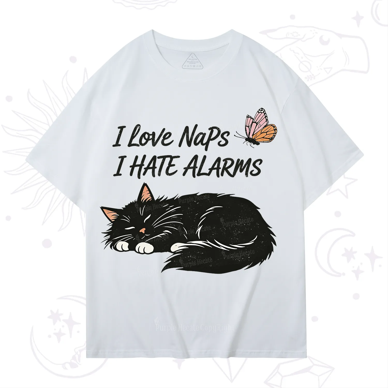 Purplehecate I Love Naps I Hate Alarms T-Shirt