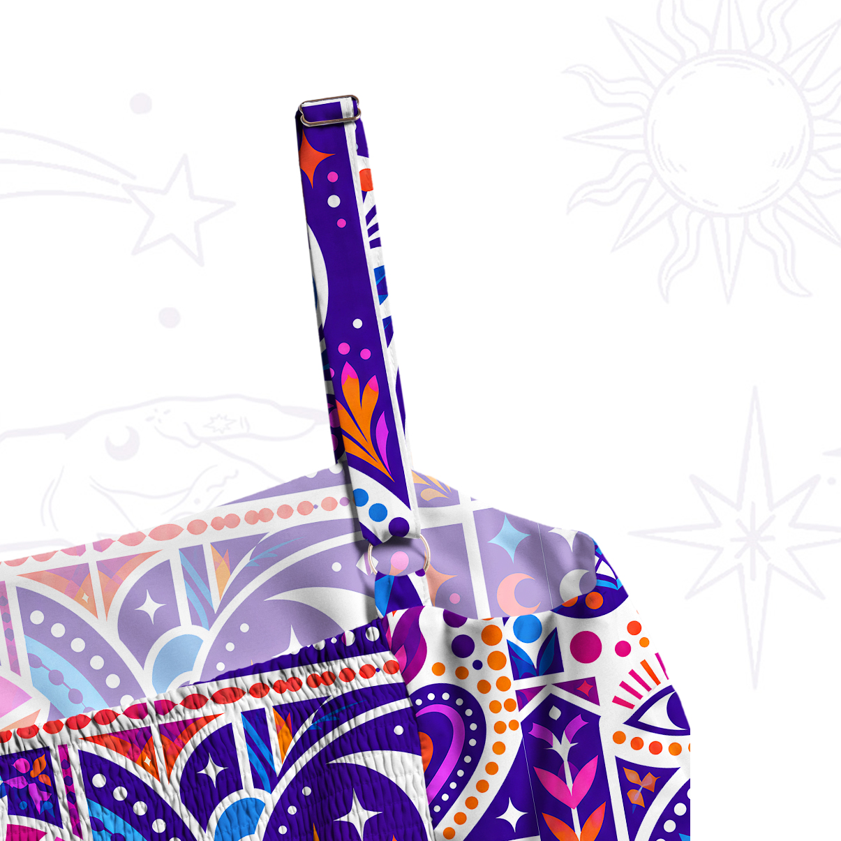 Purplehecate Colorful Mystic Butterfly Print Wide Straps Maxi Dress