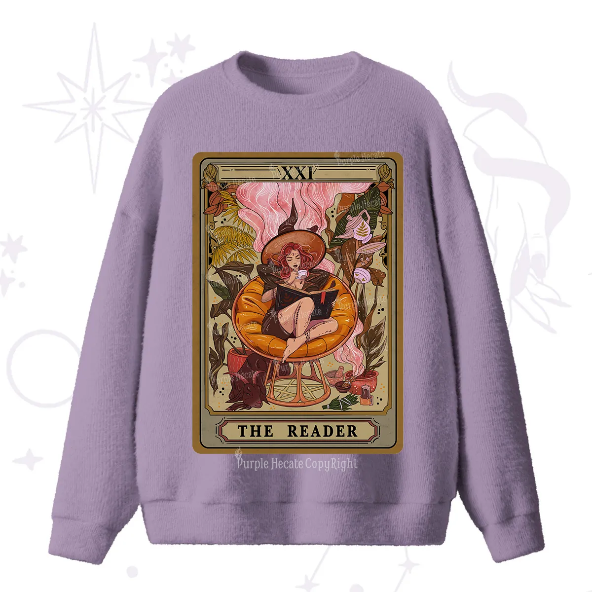 Purplehecate The Reader Tarot Card Fuzzy Ugly Sweater
