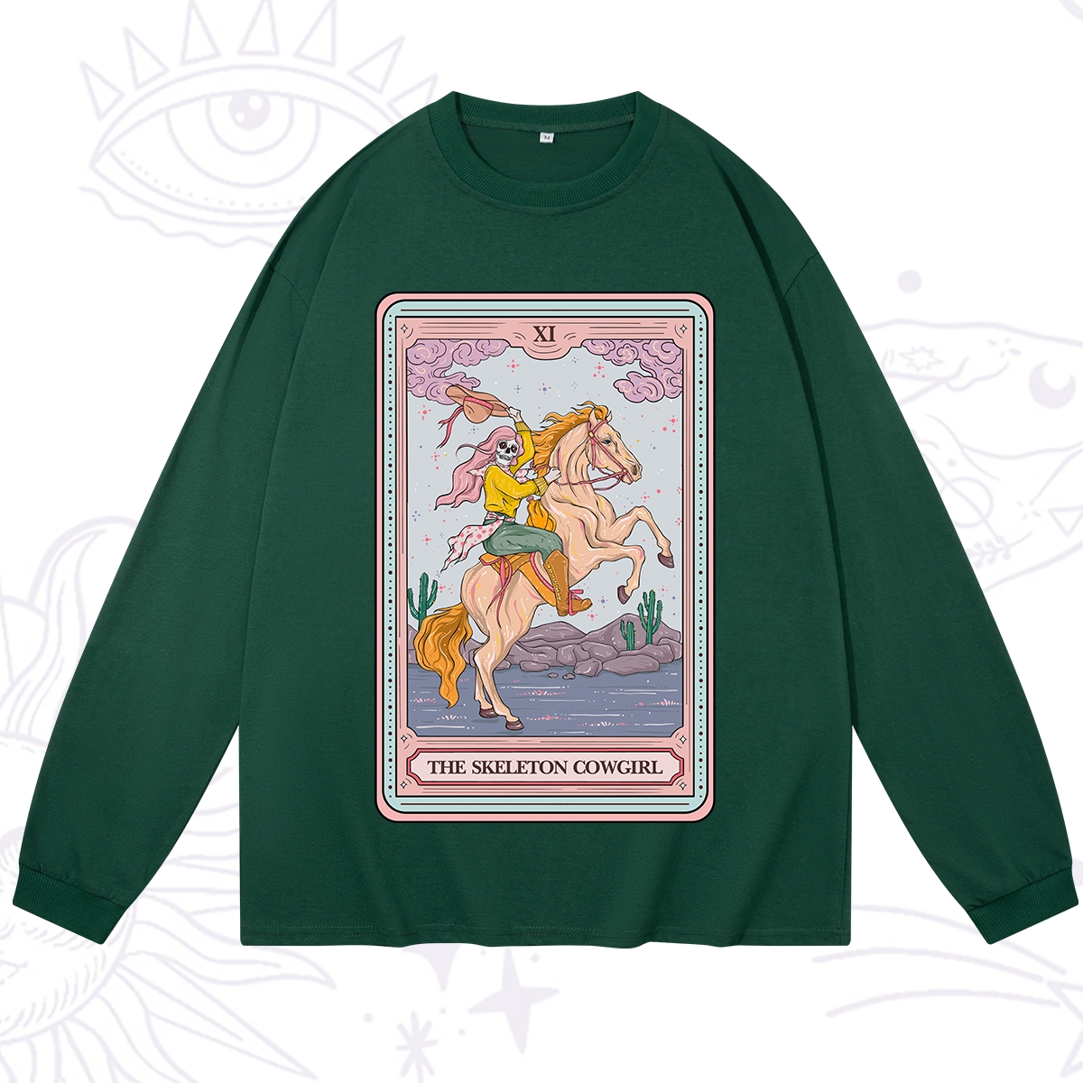 Purplehecate The Skeleton Cowgirl Tarot Card Long Sleeve T-Shirt