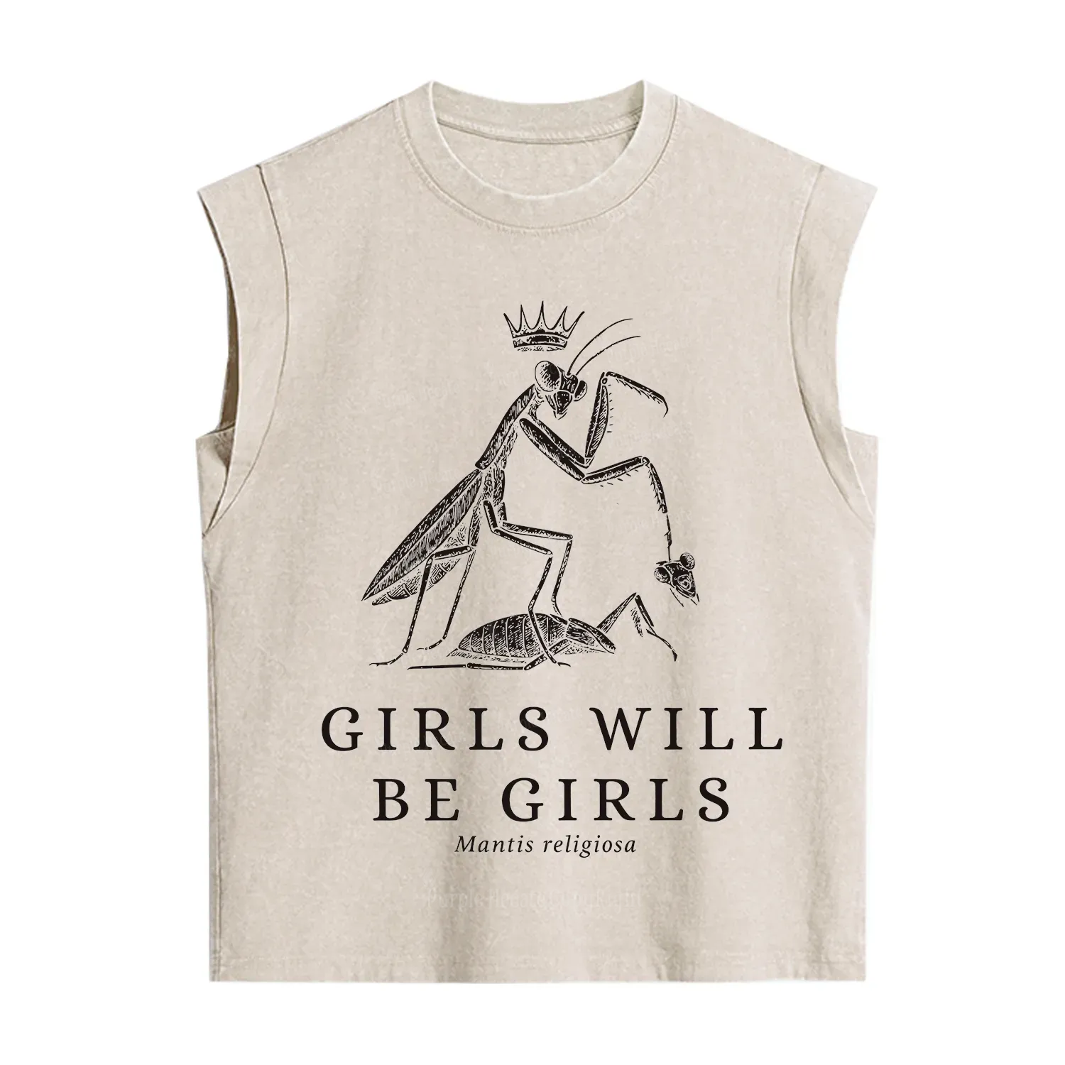 Purplehecate Girls Will Be Girls Funny Praying Mantis Vintage Washed Tank