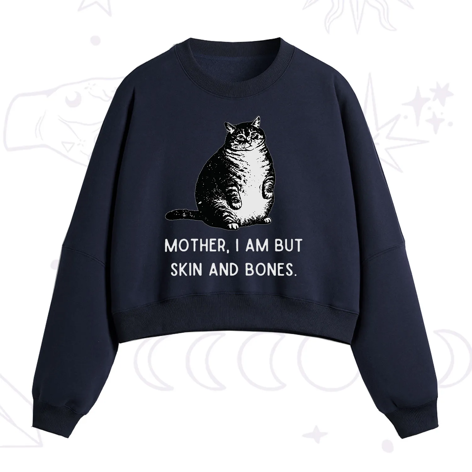 Purplehecate Cat Mother I Am But Skin And Bones Fleece Cropped Sweatshirt