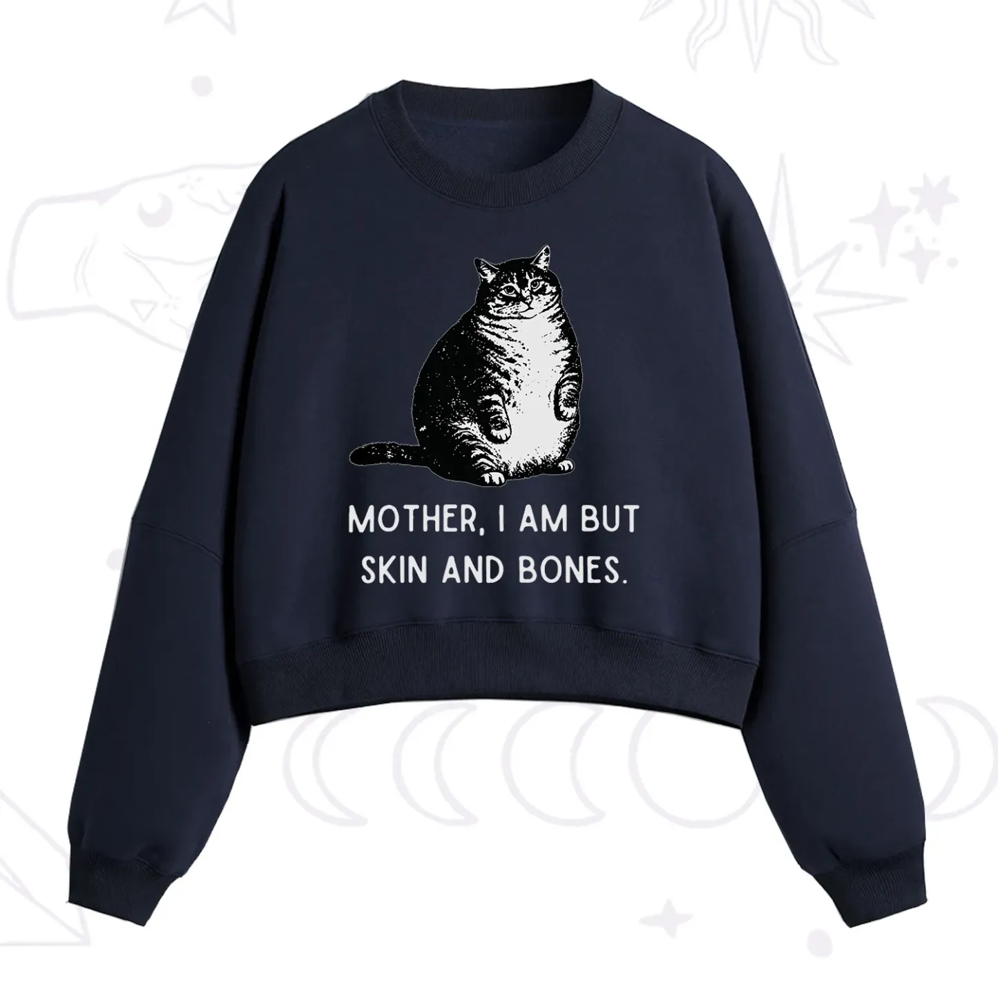 Purplehecate Cat Mother I Am But Skin And Bones Fleece Cropped Sweatshirt