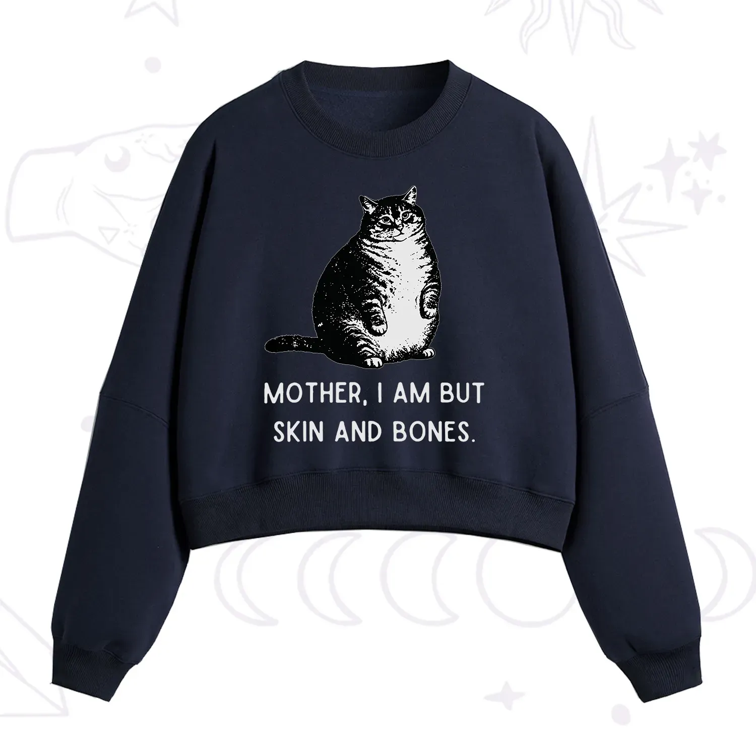 Purplehecate Cat Mother I Am But Skin And Bones Fleece Cropped Sweatshirt