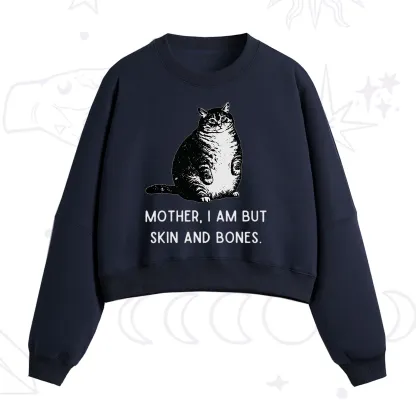 Purplehecate Cat Mother I Am But Skin And Bones Fleece Cropped Sweatshirt