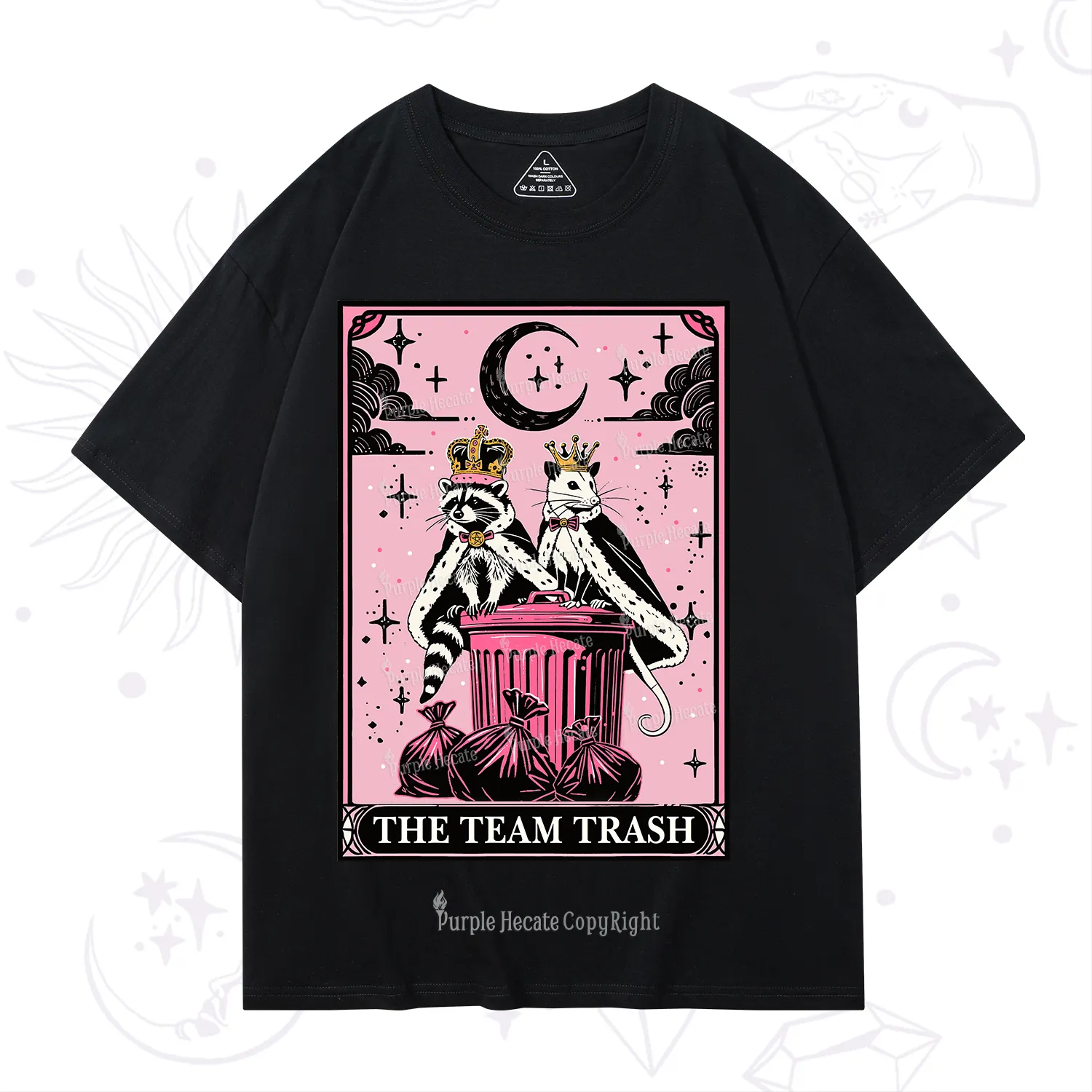 Purplehecate The Trash Kingdom's Tarot Opossum and Raccoon T-Shirt