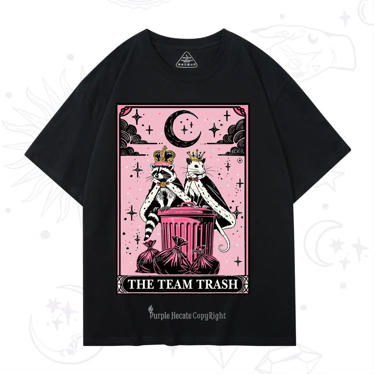 Purplehecate The Trash Kingdom's Tarot Opossum and Raccoon T-Shirt