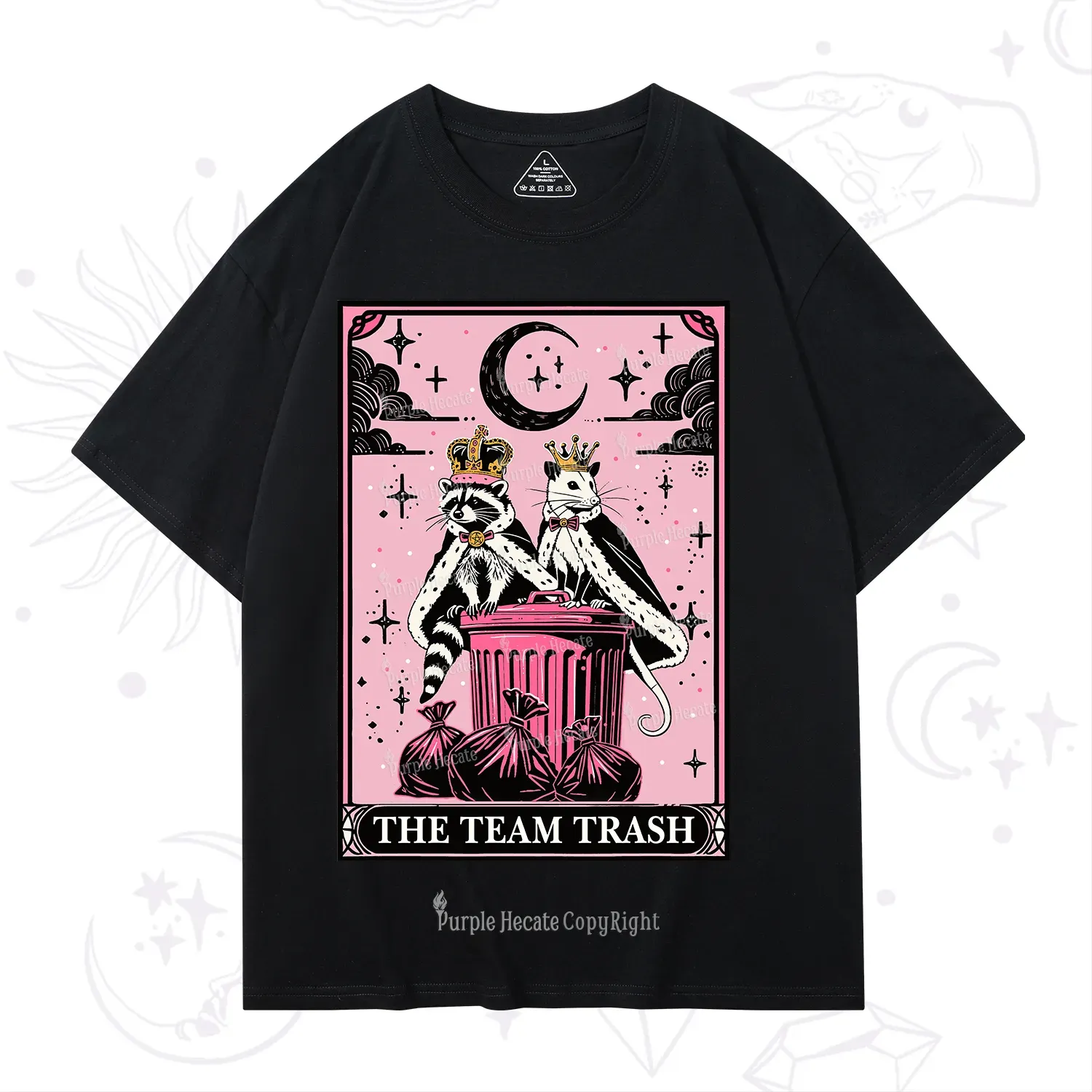 Purplehecate The Trash Kingdom's Tarot Opossum and Raccoon T-Shirt