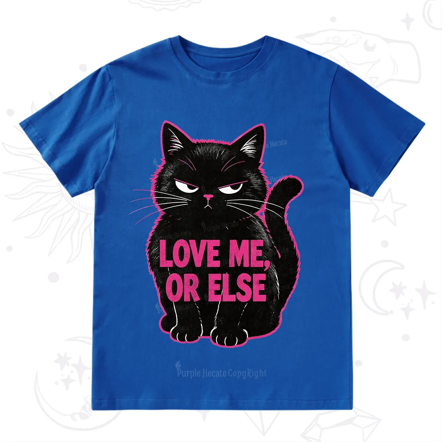 Purplehecate Grumpy Black Cat Love Me or Else T-Shirt