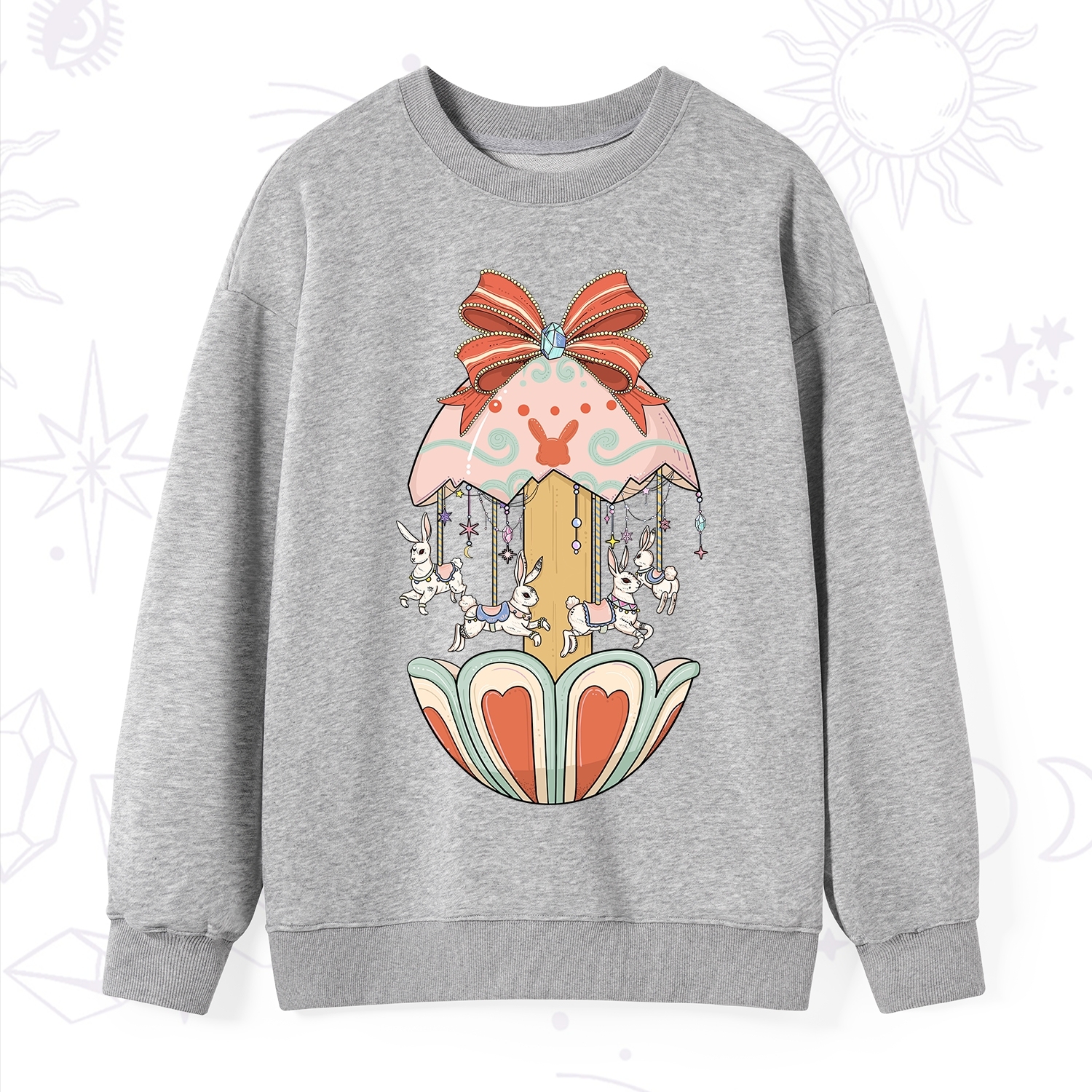 Purplehecate Bunny Carousel Easter Sweatshirt