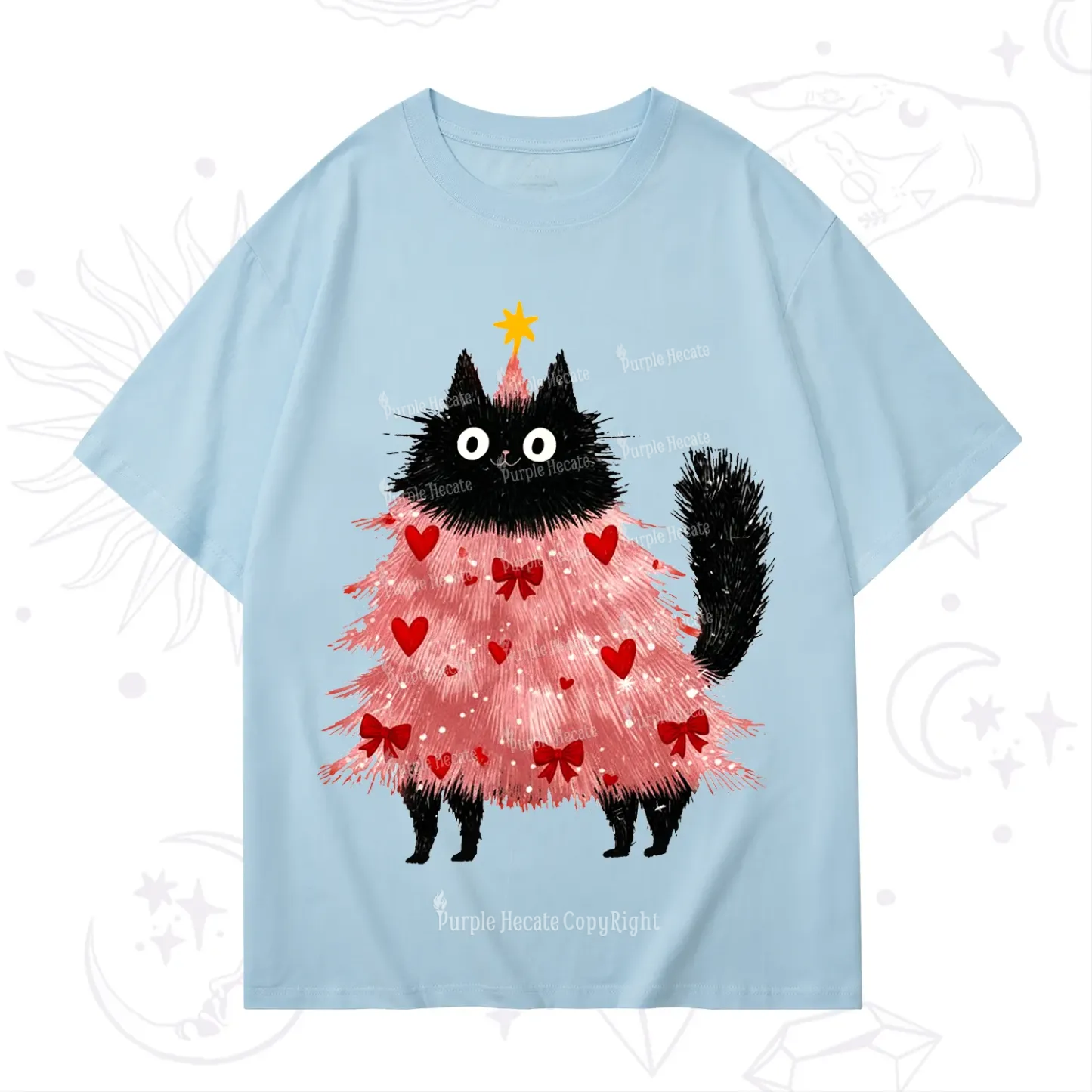 Purplehecate Funny Black Cat in Tree Valentine T-Shirt