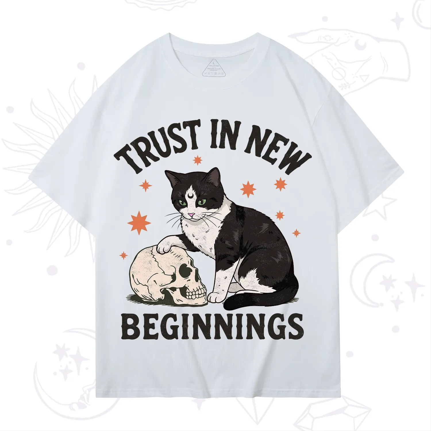 Purplehecate Trust In New Beginnings Cat T-Shirt