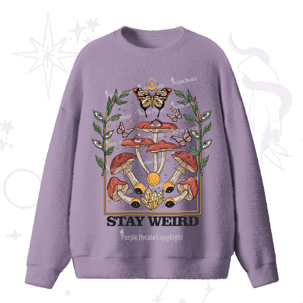 Purplehecate Stay Weird Fuzzy Ugly Sweater