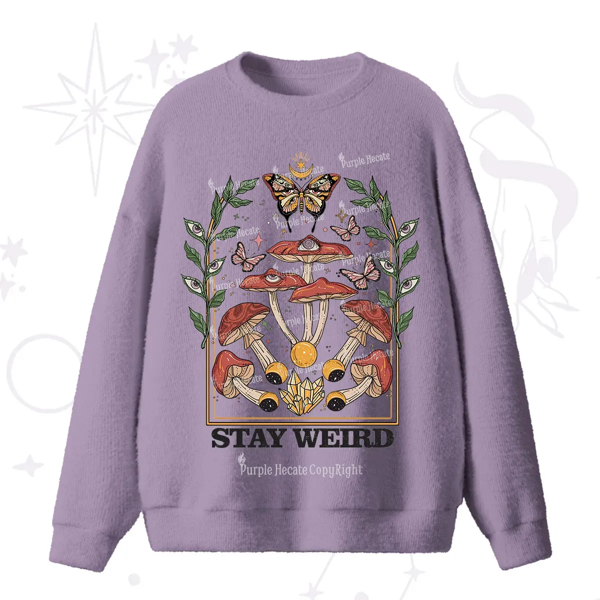 Purplehecate Stay Weird Fuzzy Ugly Sweater