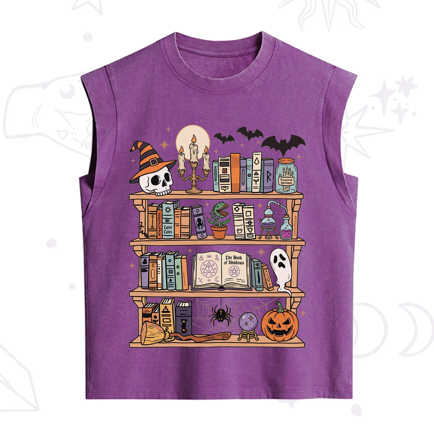 Purplehecate Halloween Library Vintage Washed Tank