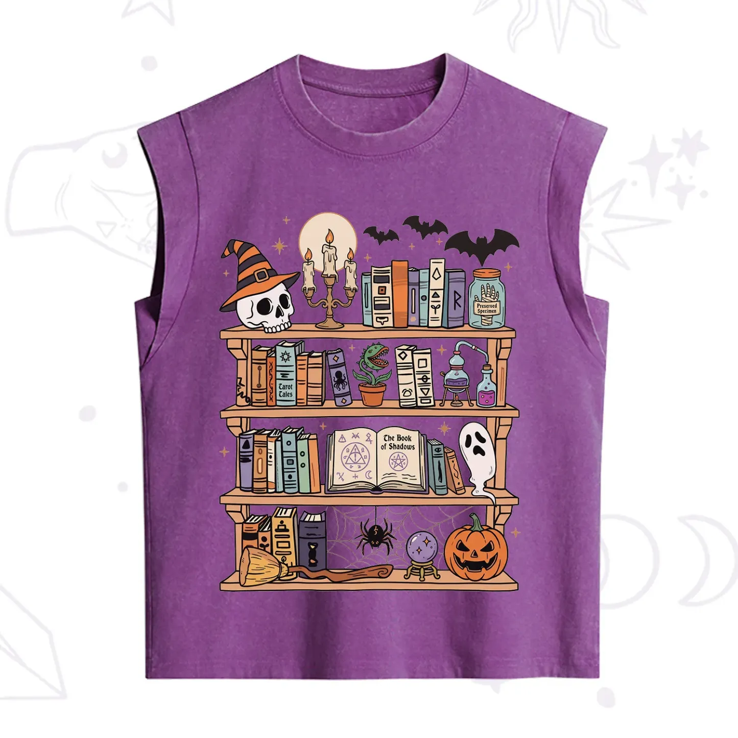 Purplehecate Halloween Library Vintage Washed Tank