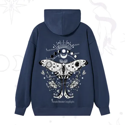 Purplehecate Moonlit Celestial Moth Hoodie