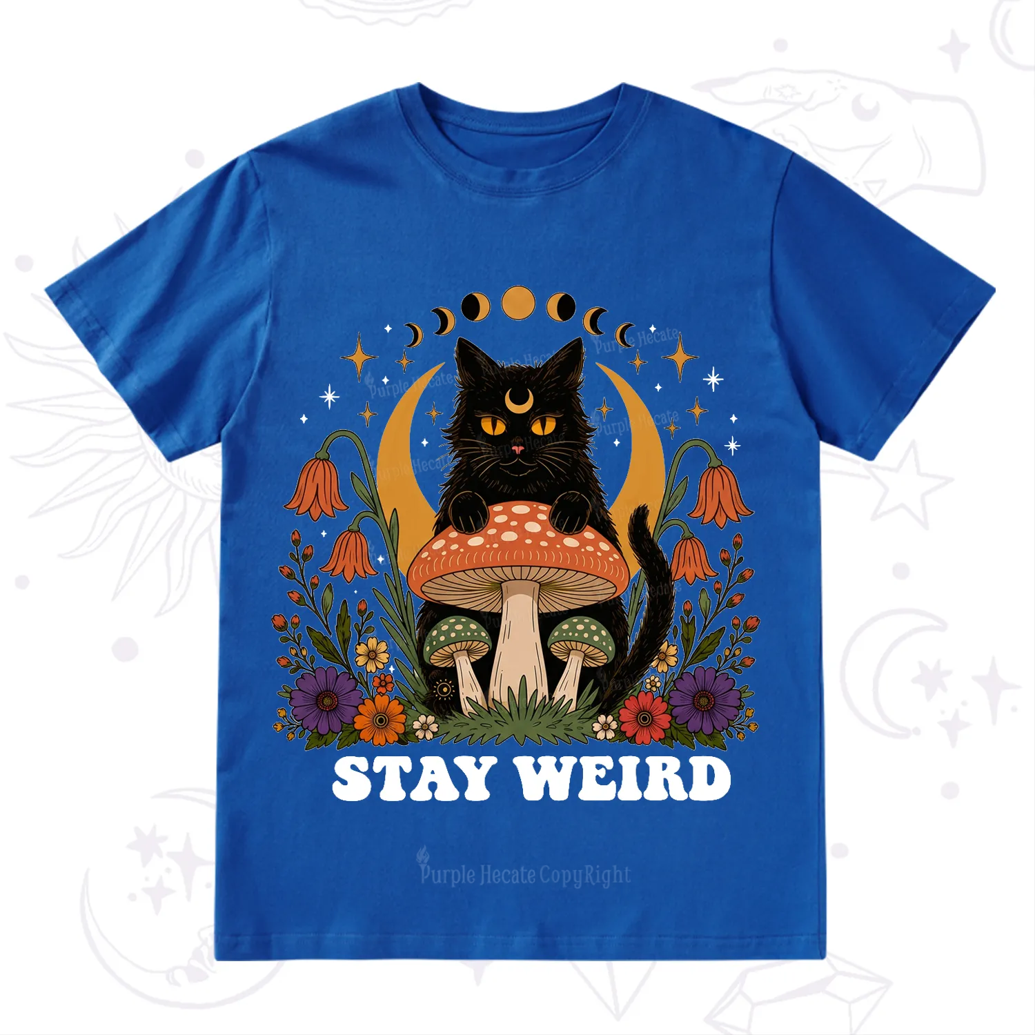 Purplehecate Stay Weird Black Cat T-Shirt