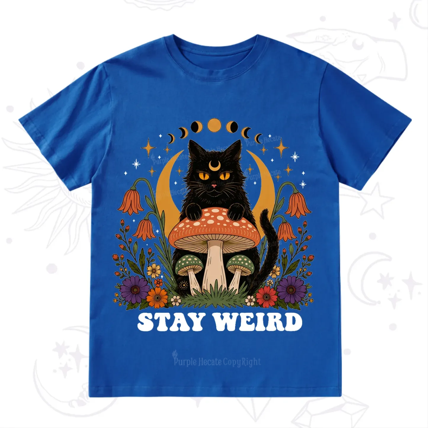 Purplehecate Stay Weird Black Cat T-Shirt