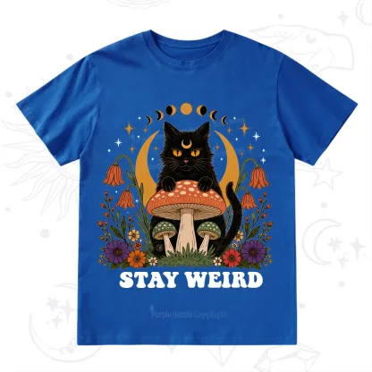 Purplehecate Stay Weird Black Cat T-Shirt