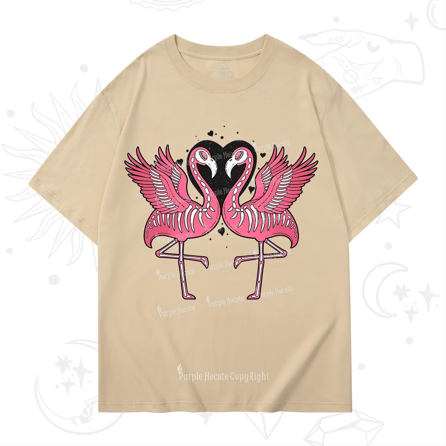 Purplehecate Witchy Pink Flamingo Skull Valentine T-Shirt