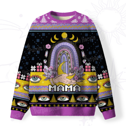 Purplehecate Gothic Mama Rainbow Fuzzy Ugly Christmas Sweatshirt