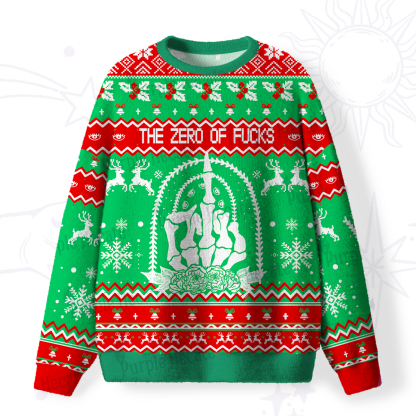 Purplehecate The Zero Of Fucks Tarot Fuzzy Ugly Christmas Sweatshirt