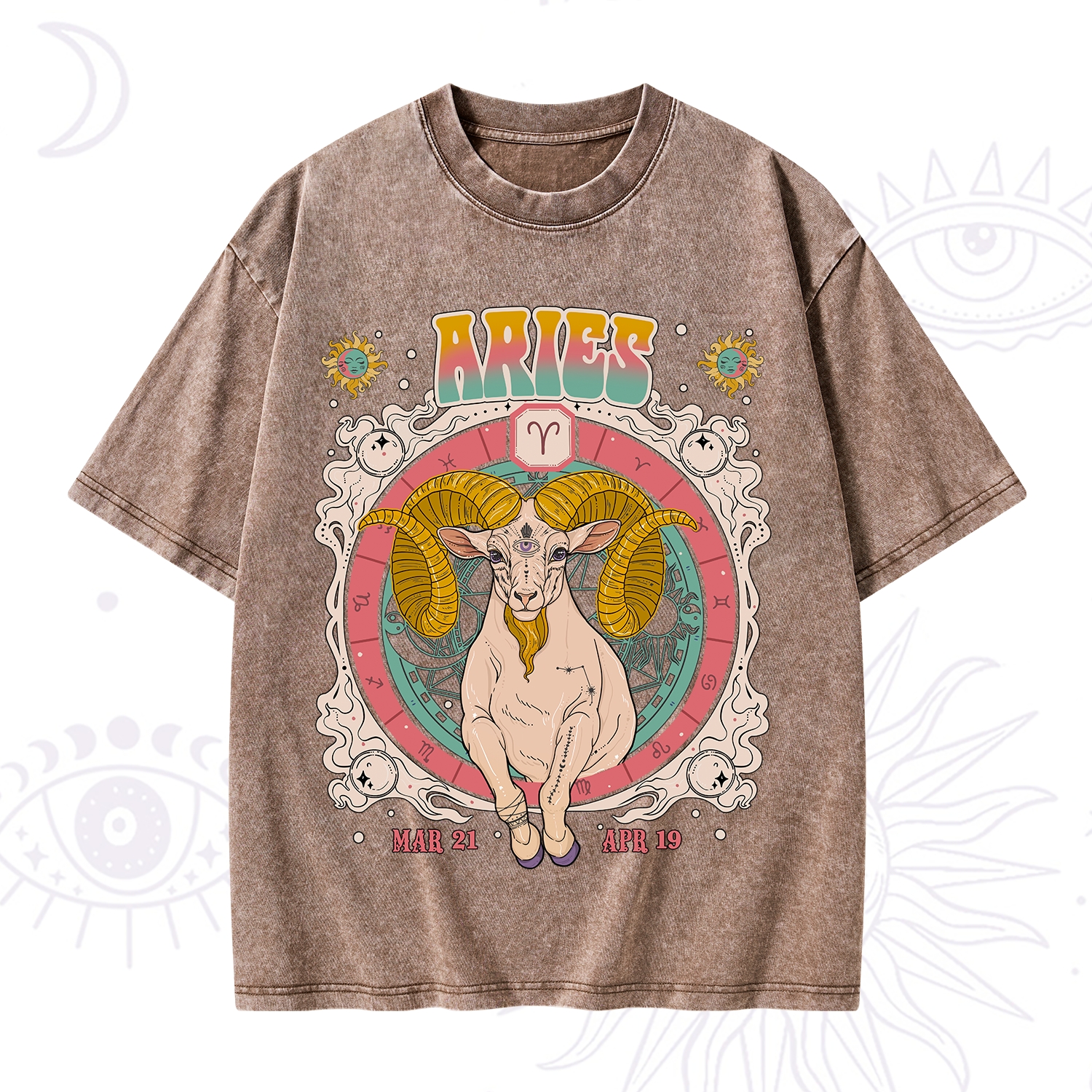Purplehecate Aries Cosmic Zodiac Washed T-Shirt