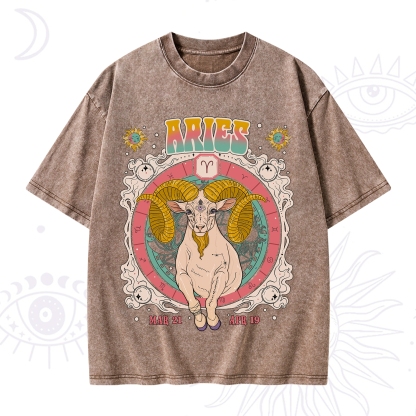 Purplehecate Aries Cosmic Zodiac Washed T-Shirt
