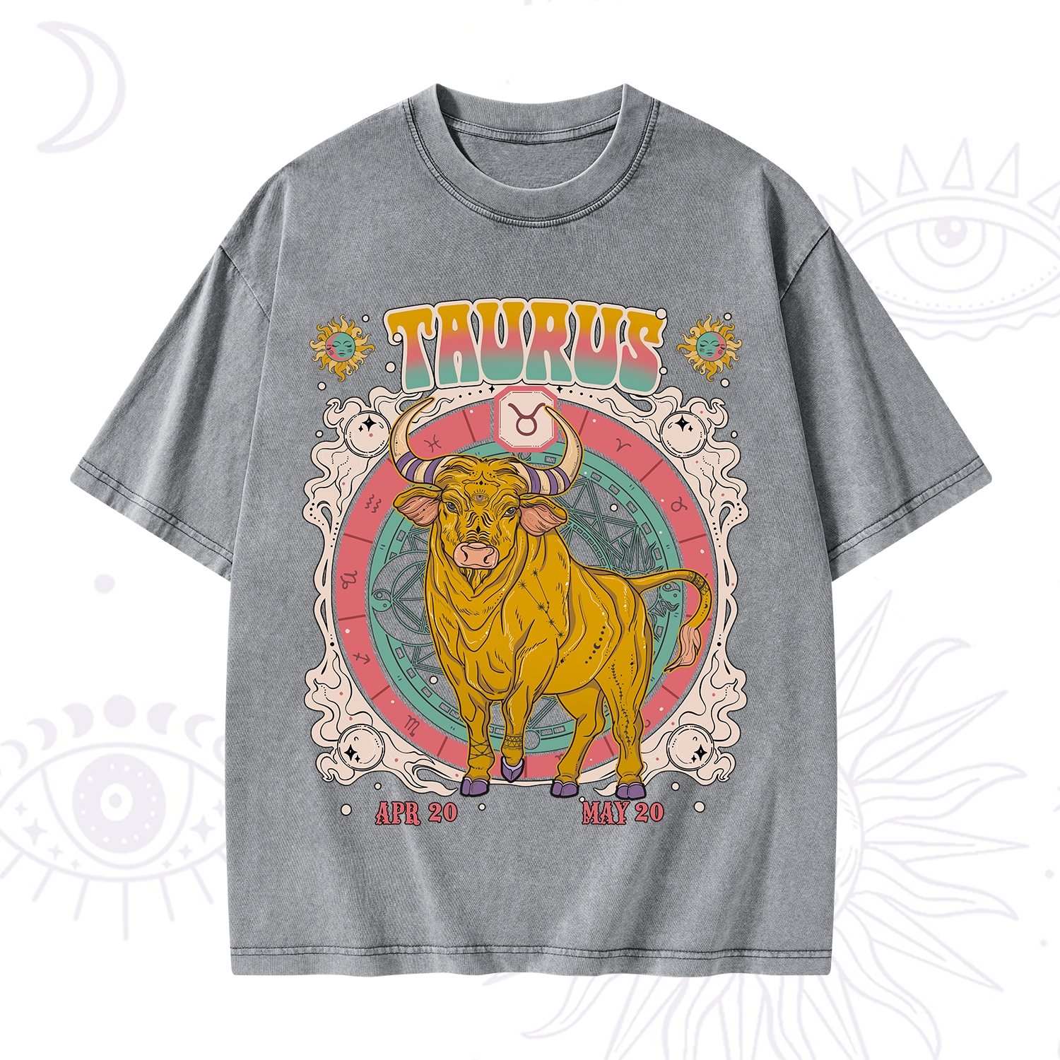 Purplehecate Taurus Cosmic Zodiac Washed T-Shirt