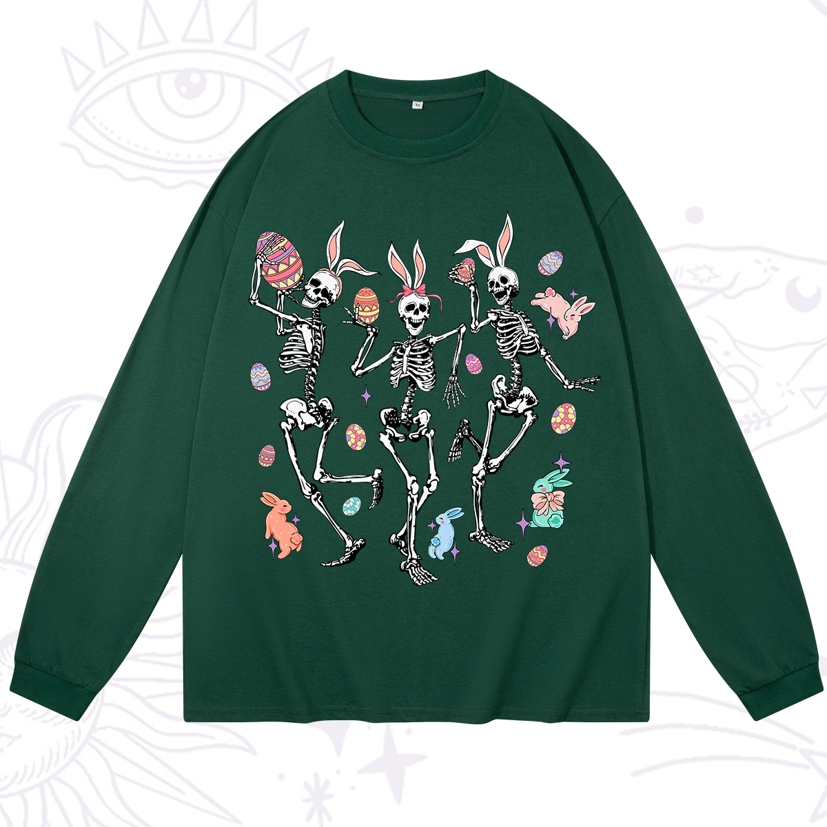 Purplehecate Easter Bunny Skeleton Long Sleeve T-Shirt