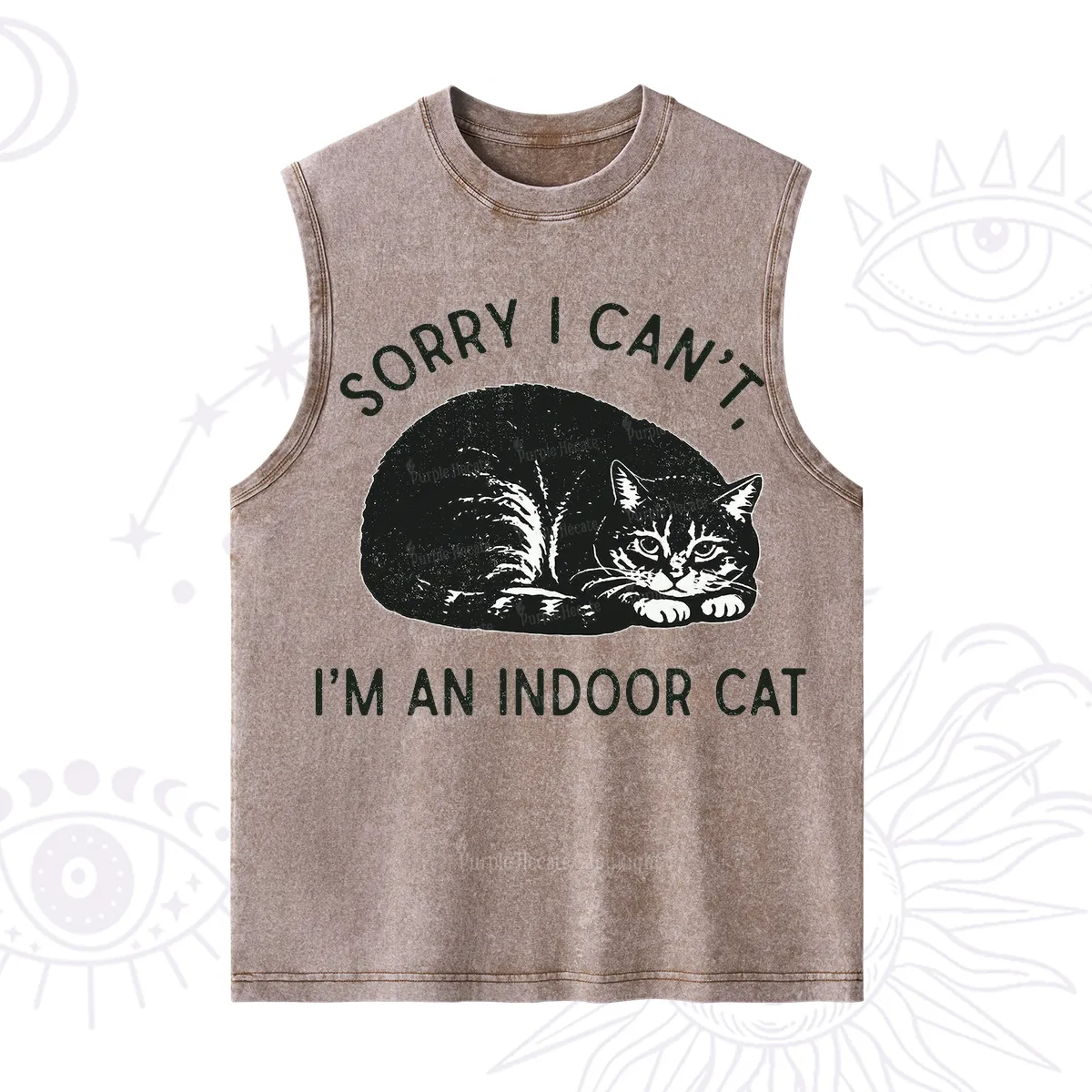 Purplehecate Sorry I Can't I'm an Indoor Cat Washed Tank