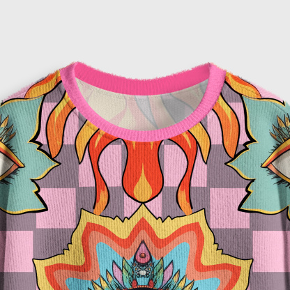 Purplehecate Awakening Flame Crop Fuzzy Ugly Sweatshirt