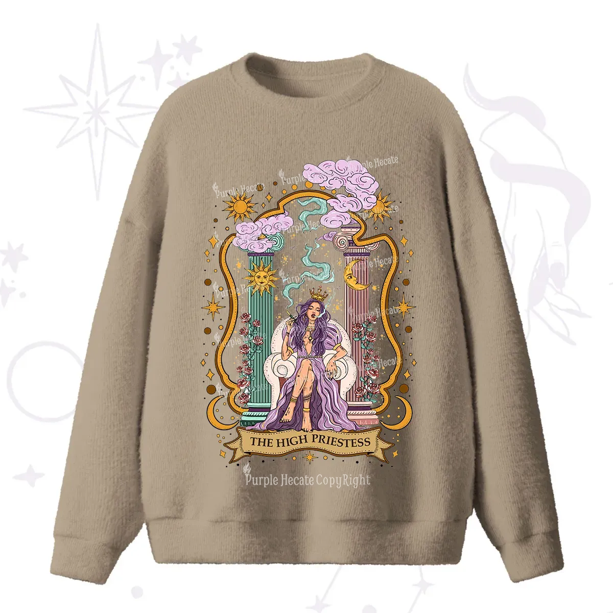 Purplehecate The High Priestess Goddess Fuzzy Ugly Sweater