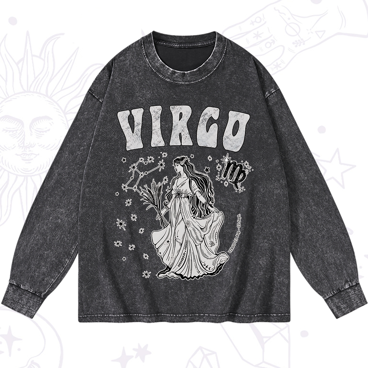 Purplehecate Virgo Starshine Zodiac Washed Long Sleeve Shirt