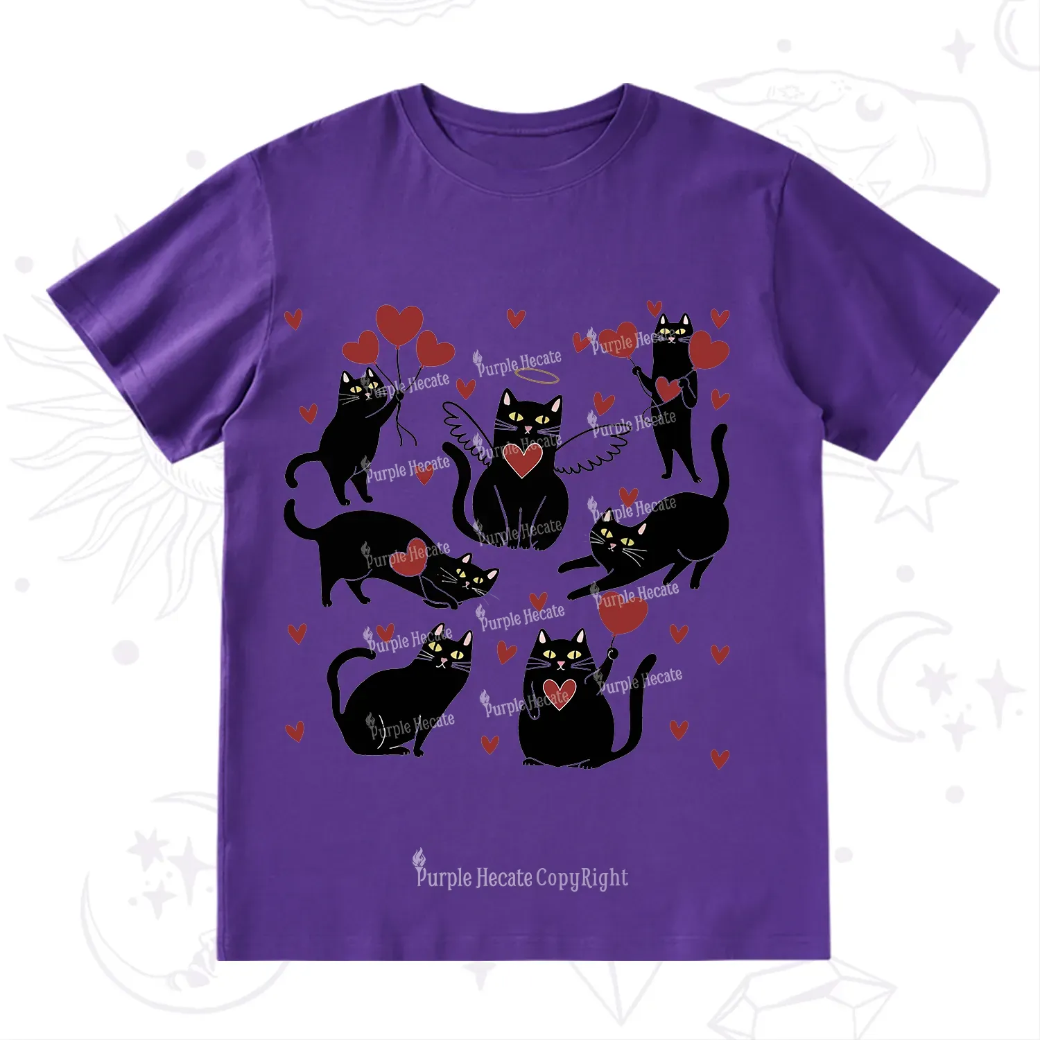 Purplehecate Meowy Valentine's Romantic Cat Valentine T-Shirt