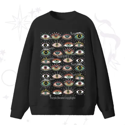 Purplehecate Evil Eye Pattern Fuzzy Ugly Sweater