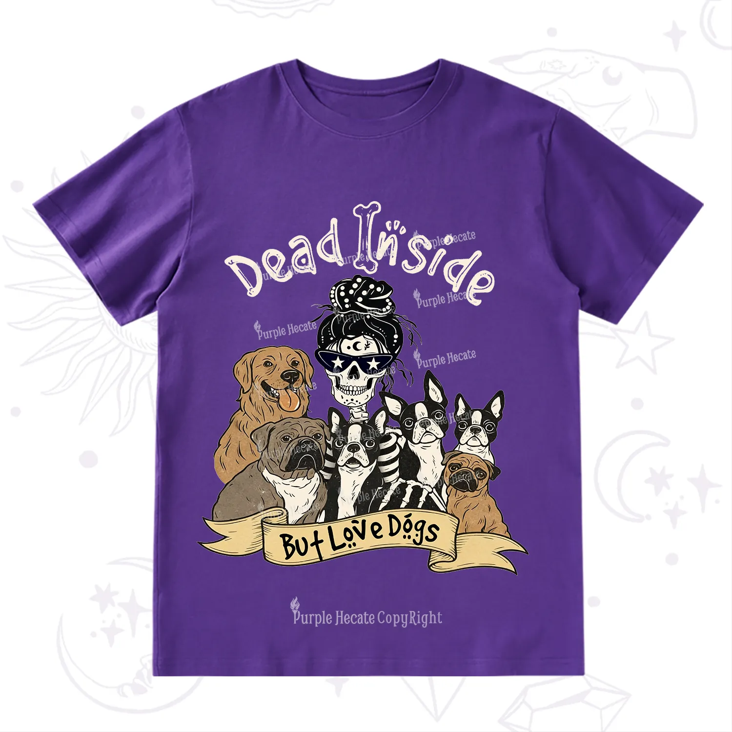 Purplehecate Dead Inside But Love Dogs T-Shirt